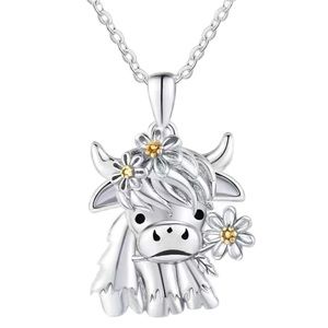 Highland Cow Pendant Silver Necklace